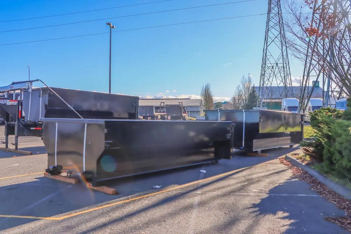 Roll-off dumpster ready for waste disposal at job site for Roll Off Dumpster Rental in Callaway